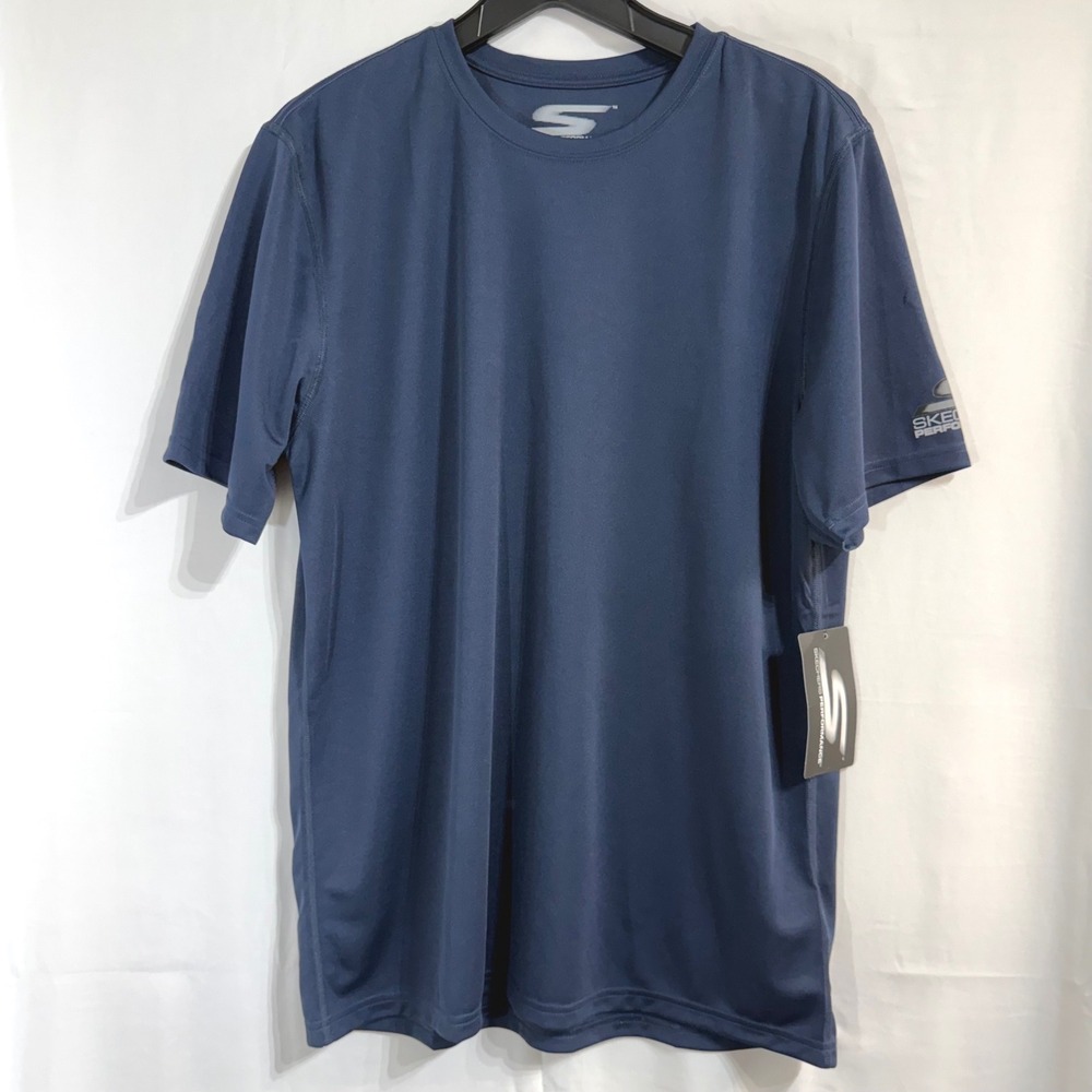 Skechers Performance Mens Charge Tee Navy Blue Iris Active Go Dri Tech Large NEW